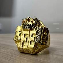 Adjustable Bible Finger Ring "The Lord Is My Shepherd; I Shall Not Want" Made From Antique Coin Identical To Gold - Gold - View 2