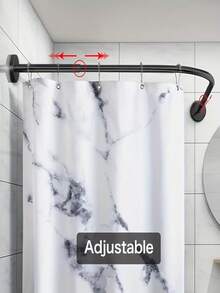 Extendable Curved Shower Curtain Rod Set, Stainless Steel Rust-Proof Adjustable Shower Rail, No Drilling Required For Bathroom Shower Enclosure - D - View 7