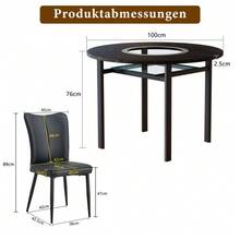 Modern Minimalist Round Table Set (With 4 Black Polyurethane Chairs And Black Metal Legs), 100cm Diameter Round Table With Black Wood Look, Suitable For The Living Room, Etc. - Black - View 5