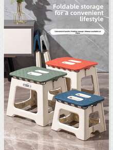 1pc Thick Plastic Folding Stool, Portable Mini Outdoor Adult Chair, Bench, Compact Fishing Stool, Outdoor, Convenient, Space-Saving - Multicolor - View 9