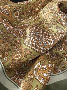 1pc Women's Elegant Paisley Print Scarf, 70*70cm Satin Bandana Headscarf Shawl, Bohemian Style Suitable For Everyday Wear - Green - View 3