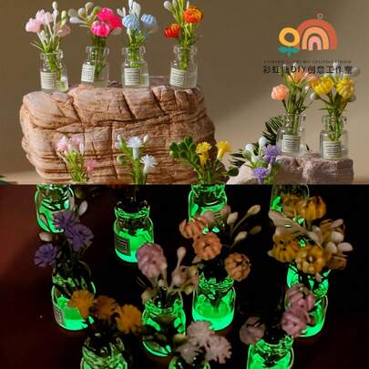 30个迷你树脂夜光玻璃花瓶装饰品，DIY精致装饰挂件