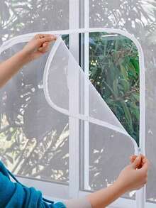 This U-Shaped No-Drill Anti-Mosquito Screen Is Washable, With High Transparency And Dense Mesh. It Can Be Used In The Bedroom And Living Room To Prevent Mosquitoes Without Feeling Stuffy. The U-Shaped Anti-Mosquito Screen Is No-Drill And Washable, A Home Essential For The Bedroom, Balcony, And Various Window Frames. - White - View 2