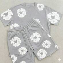 Style Kit: T-Shirt + Floral Sakura Minimalist Shorts - Xám - Xem 1