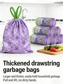 10个/50个/100个薰衣草香味加厚双面弹力强力垃圾袋，适用于厨房、餐厅、酒店、办公室等场合 - 多色 - 查看 3