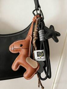 Yogodlns 锚形红色马蹄铁手工绳迷你高尔夫球杆钥匙扣情侣礼物母亲节情人节吊坠装饰小礼物送给女性办公室学生钱包挂饰可爱少女心汽车必备汽车装饰 - 棕色 - 查看 4