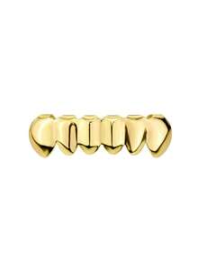 RACHELZ Classic Simple Smooth 6 Bottom Teeth Grillz Hip Hop Glossy Tooth Caps For Women Men Jewelry Daily Wearable Removable Dental Grills Cosplay Gift - Gold - View 6