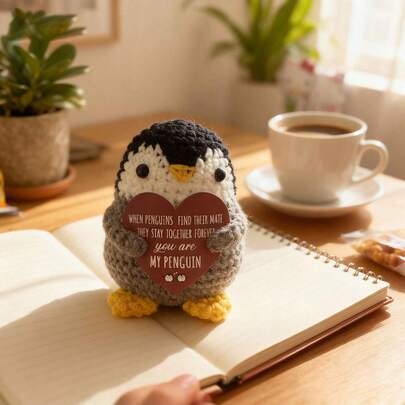 1pc Handmade Crochet Cute Penguin Plush Doll: The Soft And Delicate Penguin Plush Doll Is The Best Choice To Show Your Daughter Your Care And Love.
