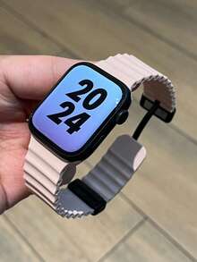 1条液态硅胶磁吸运动表带，兼容 42mm、38mm、40mm、41mm、44mm、45mm、46mm、49mm，时尚智能手表替换表带，适用于Ultra2、Ultra SE2、SE 11、10、9、8、7、6、5、4、3、2、1系列，男女通用，可作为学生返校礼物 - 淺粉色 - 查看 6