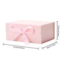 Caja de regalo de 9.5" X 7.1" X 4.3" con tapa, cinta y cierre magnético, adecuada para el Día de la Madre, dama de honor, cumpleaños, embalaje de regalo premium - rosa - Ver 10
