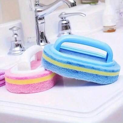Bộ 2/1 bàn chải vệ sinh đa năng có tay cầm, thích hợp để làm sạch phòng tắm, bồn tắm và gạch men, bàn chải rửa chén, bàn chải cọ nồi, miếng bọt biển vệ sinh bền bỉ, loại bỏ vết bẩn cứng đầu, dụng cụ vệ sinh, bàn chải mạnh mẽ cho bồn tắm, gạch men và nhà bếp, dụng cụ làm sạch bền bỉ, một công cụ vệ sinh gia đình tiện dụng.