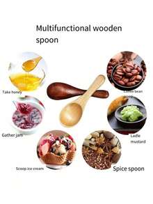 3pcs/Set Wooden Ice Cream Spoons, Suitable For Tea, Milk Powder, Ice Cream, Desserts, Small Spoons, Rice Spoons, Spatulas, Jam Spoons - Multicolor - View 6