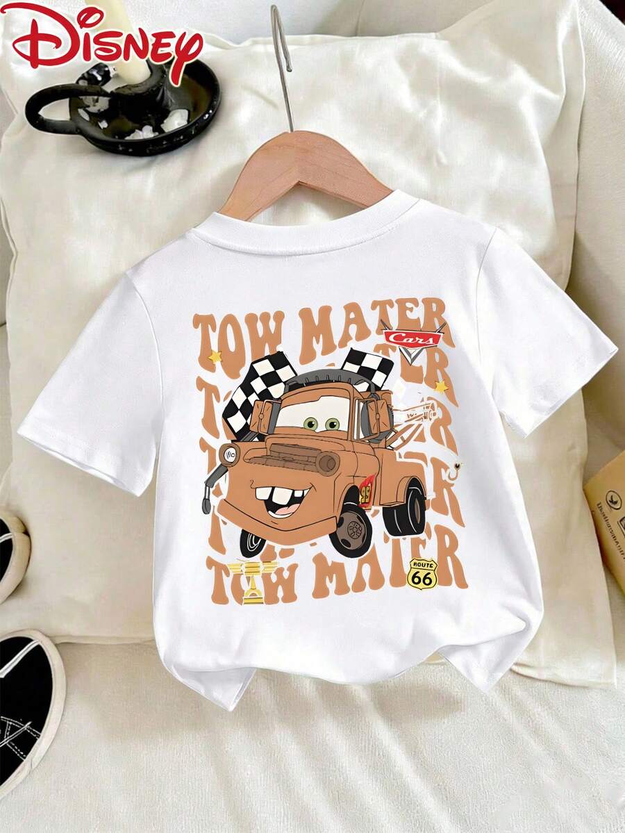 Baby Boys Tops, Disney Tow Mater With Racing Elements Short-Sleeved T-Shirt, Pattern Printing,Summer Breathable Comfortable Short Sleeves, Female Baby Boy With T-Shirt. - trắng - Xem 1