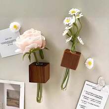 1 包（4 个）木质创意花瓶冰箱贴，3D 盆栽铁艺装饰磁铁，可拆卸 - Multicolor - 查看 3