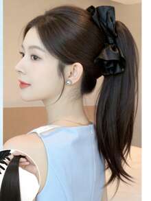 Bowknot Hair Claw Clip, Fluffy Curly Ponytail Hair Extension, Elegant Hair Accessory - Multicolor - View 9