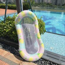 Pineapple Print Mesh Inflatable Pool Float Light Blue Plaid Lounge For Summer Water Fun - Pineapple - View 3