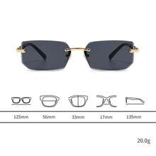 一副时尚无框方形眼镜，男女通用，经典休闲日常佩戴，适合夏季海滩、露营、Y2K风格，四季皆宜。 - 黑灰c1 - 查看 2