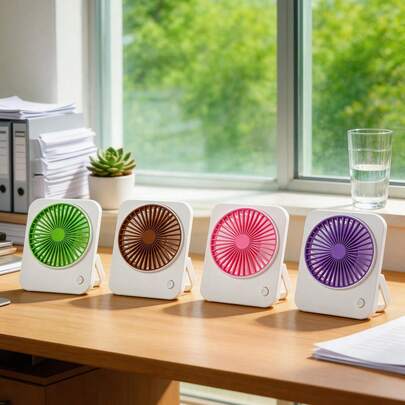 AOYI Kleiner tragbarer Tischventilator, Büro-Schreibtischventilator batteriebetrieben, Handventilator mit Einknopfsteuerung, Reise- und Urlaubsutensilien, für Sommer, Zuhause, Büro, Schule, Klassenzimmer, Wandern, Rucksackreisen, Camping, Sport, Arbeit, Studium (AA-Batterien nicht enthalten)