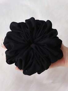 1pc Chiffon Hijabs Inner Scrunchy, Solid Color Women Brooch Head Accessories Hair Ties Ponytail Holder - 黑白花頭 - 查看 12