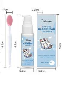 猫咪下巴黑头去除免洗泡沫油，尾部沐浴香波，犬猫通用宠物清洁套装，猫咪下巴痤疮去除护理套装 - 温和去除猫咪下巴黑头，含清洁液 - 淺藍色 - 查看 8