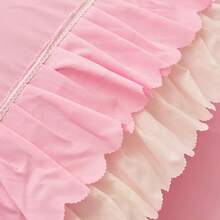 1件纯色活性染色床裙，亲肤磨毛荷叶边床品套装 - 淺粉色 - 查看 7