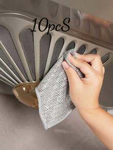 1块无缝银丝洗碗布，钢丝绒替代品，不粘油厨房清洁布，金属丝海绵，温和不伤手 - A - 查看 7