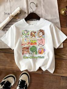Disney Toy Story Parent-Child T-Shirt | Classic Character 9-Panel Print Short Sleeve - Boy In White - View 2