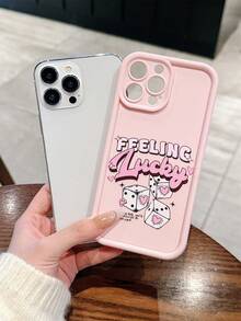 1pc New Creative Pink Lucky Dice Pattern Phone Case, Full Coverage Soft Shell Protective Cover Suitable For IPhone 17 Air/17 Pro Max/17/16 Plus/15/14/13/12/11/XS Max/XR/7/8 - Light Pink - View 2