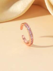 Verstellbarer kubische Zirkonia-Zehenring, luxuriöser rosa Zirkonia-Fußschmuck, geeignet als tägliches, Urlaubs- und Party-Accessoire für Frauen - Gold - Übersicht 16