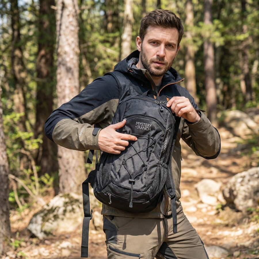 20L Outdoor Hiking Backpack, Unisex Trekking Travel Bag - Black - View 1