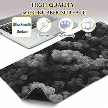 加长型游戏鼠标垫，日式云纹图案，大号电脑鼠标垫，缝边设计，长款 XL 动漫鼠标垫，适用于笔记本电脑和键盘（黑灰色云纹） - 查看 9