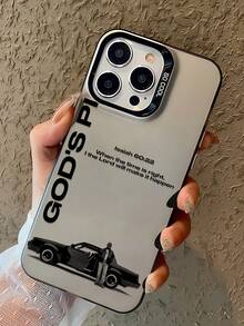 1pc Fashion Personalized Car Portrait Slogan Graphic Design With Independent Button IMD Shockproof Anti-Slip Black Phone Case Compatible With IPhone 16 ProMax/16/16 Pro/16 Plus/15/15 ProMax/15 Pro/11/12/13/14 ProMax/11 Pro/11 ProMax/12 Pro/12 ProMax/13 Pro/13 ProMax/14 Pro/14 ProMax, Elegant Creative - Multicolor - View 2