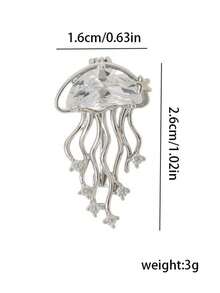 1枚闪亮合金可爱水母胸针，优雅装饰别针，防滑开衫领口配饰 - 彩色 - 查看 6