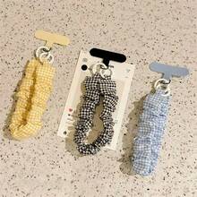 可爱格子图案 1 件装 INS 风图案手机挂绳 弹性绳 可爱女孩腕带 防丢 CCD 钥匙扣吊坠 生日礼物 春季 - 彩色 - 查看 2