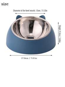 1pc Cartoon Cat Ear Design Round Pet Bowl, Anti-Slip Neck-Protecting Large Capacity Feeding Bowl - Multicolor - View 7