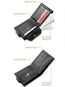 Fashionable Faux Leather Wallet - Compact Zipper Card Holder & Coin Purse, Snap Closure Card Case, "Don't Touch My Wallet" Design, Ideal Daily Use Billfold - Black With Astronaut Print - View 3