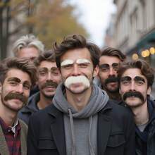 1 Set Reusable Self-Adhesive Fake Mustache & Eyebrows, Halloween Party Makeup Disguise Cosplay Prop Gift, Suitable For Adults Men & Women, Brown - 3-piece Mustache and Eyebrows - Brown - View 3