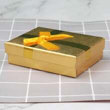 Juego de joyería de cartón, caja de regalo con lazo, anillo, collar, pulseras, pendientes, cajas de embalaje de regalo con esponja rectangular interior, 12 Uds. - Oro - Ver 13