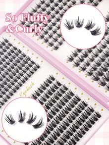Cartoon Cluster Eyelashes Set, Natural Style, 448pcs Single Lashes Set With Eyelash Glue, Adhesive And Sealant, Delicate & Fluffy 8-16mm C Curl Cluster Lashes, Anime DIY Lash Clusters For Home Use - Nhiều màu - Xem 5