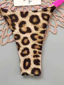 豹纹撞色滚边性感比基尼套装，适合度假海滩夏季穿着。 - 豹紋 - 查看 5