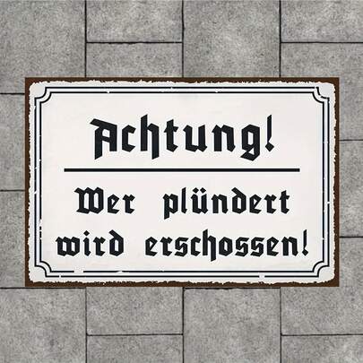 1pc DekoDrom Frameless Metal Tin Sign, 20x30cm, Vintage German Warning Notice For Home, Garden, And Bar Decor, No Power Needed, Universal Holiday Use