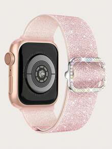 闪亮弹力表带，兼容 38mm 40mm 41mm 42mm 44mm 45mm 46mm 49mm，适合女孩、青少年和儿童。尼龙亮面单圈表带，闪光腕带，兼容 Series 11 10 9 8 7 6 5 4 3 2 1 SE Ultra。 - 1PC - 查看 13