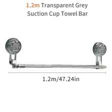 90/120cm Suction Cup Towel Rack, Bathroom Extendable Towel Bar Holder, Drill-Free Washroom Towel Storage Hanger - Transparent Gray - View 9