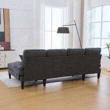 Sofas & Couches - Dark Gray + Linen + 4 Seat + Foam - View 10