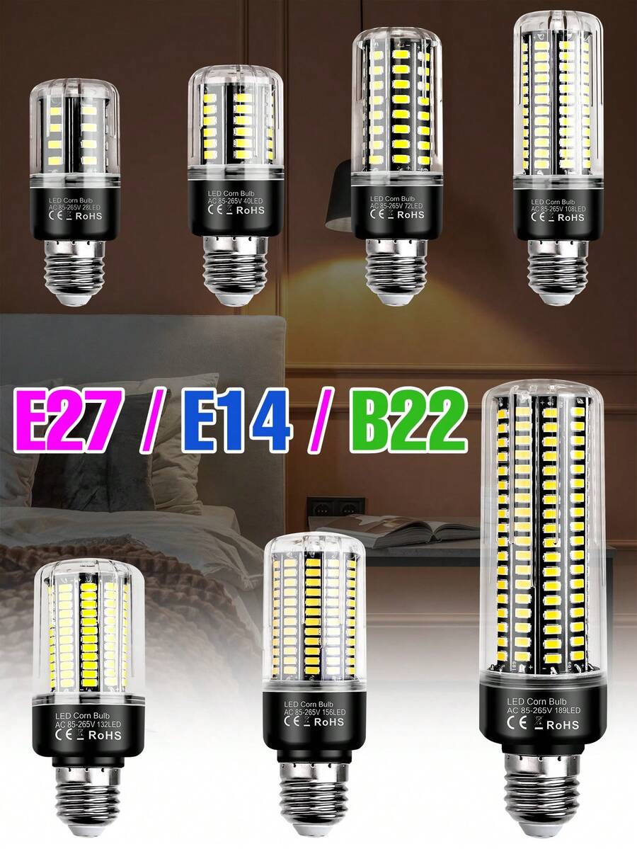 CanLing 20W LED玉米燈泡 E27/E26 嵌入式天花板燈 E14 AC85-265V 5W/7W/9W/12W/15W 適用於居家客廳廚房浴室臥室書房辦公室走廊儲藏室倉庫車庫地下室室內吊燈照明 110V/220V 無閃爍護眼 B22