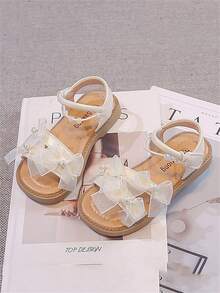 1 Pair Beige Cute & Fashionable Design With Massage Pad Bottom, Soft Non-Slip Flat Children Sandals, Toddler Walking Shoes, Suitable For Spring, Summer, Autumn And Winter - Beige - View 3