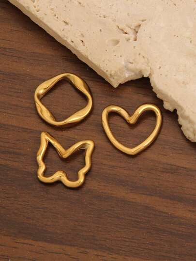 2Pcs 18K Gold Plated Stainless Steel Geometry Heart Butterfly Charms For Jewelry Making Findings Connectors DIY Bezel Earrings Bracelets Necklace Charms Accessories