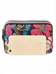 1个新款盛开花朵吉祥妈妈钱包，可装现金、手机、口红、硬币（花朵图案随机）女士钱包手拿包车钥匙可爱复古钱包 - 黑色 - 查看 7