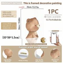 1幅装裱帆布墙画，母子主题，泰迪熊印花墙饰，可爱棕熊主题婴儿房装饰，母亲节礼物，泰迪熊装饰，母亲节儿童房装饰海报，适用于儿童房装饰、婴儿房装饰、男孩房、女孩卧室 - 彩色 - 查看 22