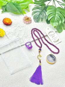 Muslim Festival Gift Set - Crescent Moon & Star Beaded Ring, Handmade Glass Rosary Beads - Moon and Star Combination - View 11